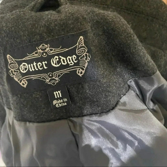 Outer Edge M charcoal gray wool blend belted pea coat - Picture 10 of 11